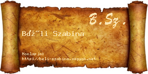 Béli Szabina névjegykártya